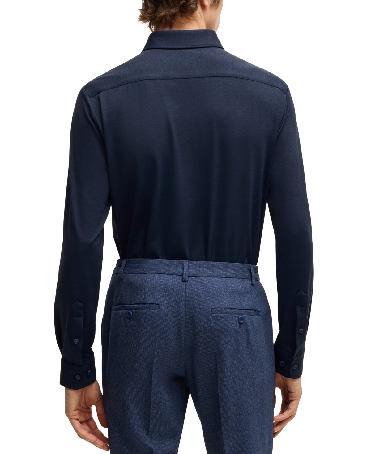 Hugo Boss Boss By  Men's Structured Performance Slim-fit Dress Shirt In Dark Blue