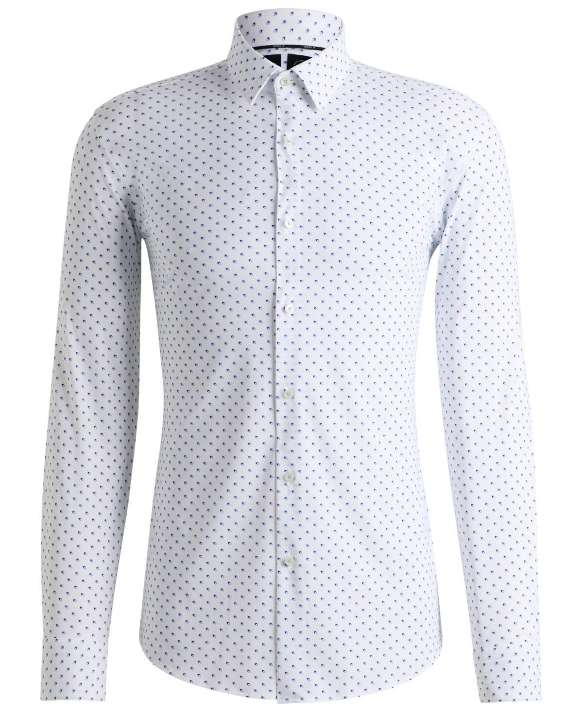 Hugo Boss Boss By  Men's Slim-fit Geometric Print Performance Shirt In Open Blue