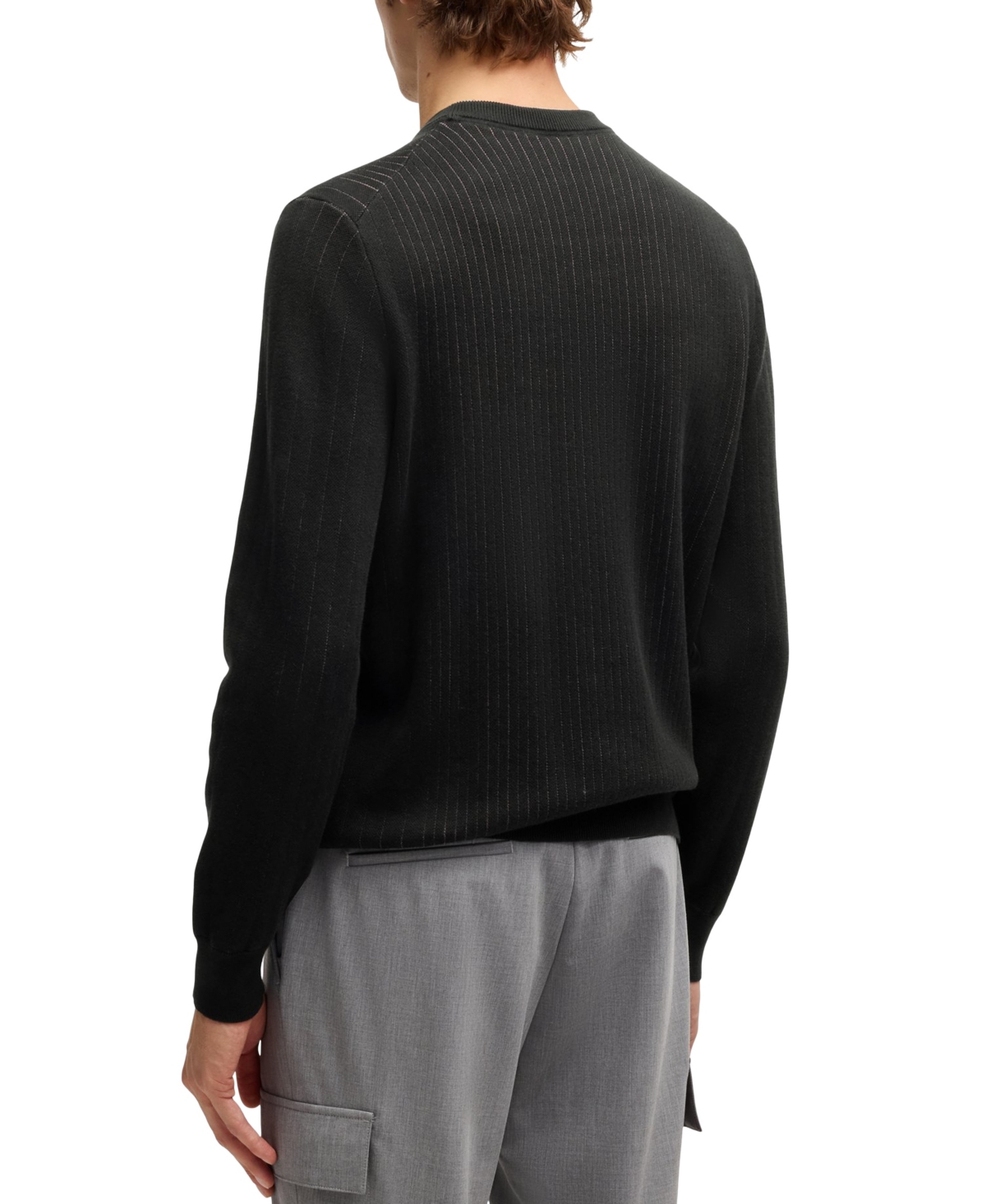 HUGO BOSS BOSS BY HUGO BOSS MEN'S VERTICAL STRIPED REGULAR-FIT SWEATER 