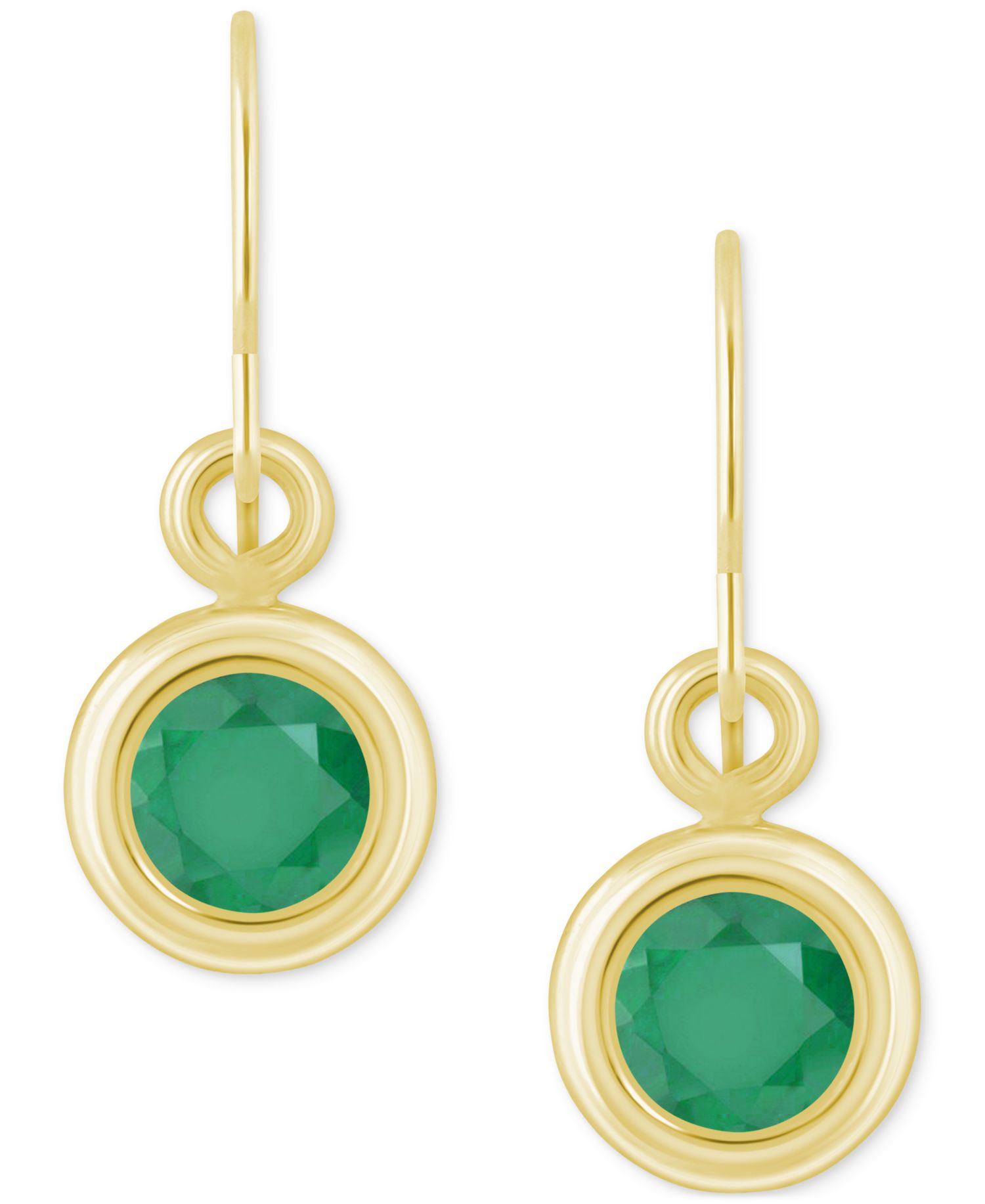 Sapphire Bezel Fish Hook Drop Earrings (3/4 ct. t.w.) in 10k Gold (Also Available in Ruby & Emerald)