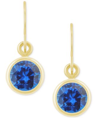 Macy's - Created Sapphire Oval Stud Earrings (1-1/2 ct. t.w.) in 10k Yellow Gold