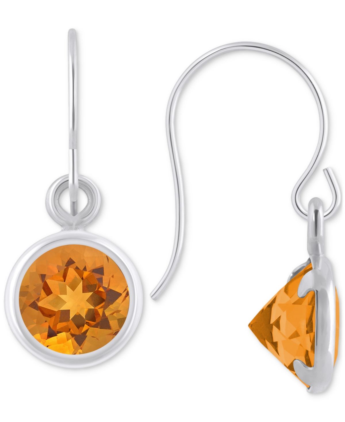 Macy's Created Sapphire Oval Stud Earrings (1-1/2 Ct. T.w.) In 10k Yellow Gold (also In Additional Gemstone In Citrine,white Gold