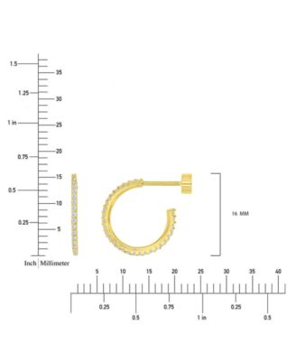 Cubic Zirconia Small Hoop Earrings (1/2 ct. t.w.) in 14k Gold-Plated Sterling Silver, 0.62" 