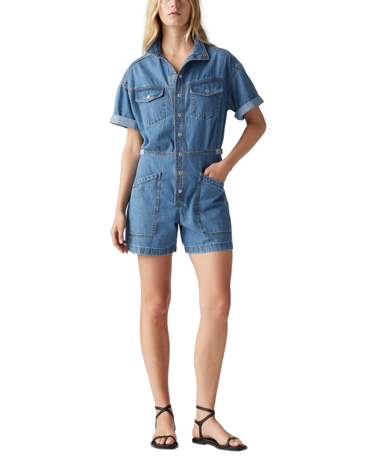 LEVI'S PREMIUM WOMEN'S SHORT-SLEEVE SURPLUS ROMPER 