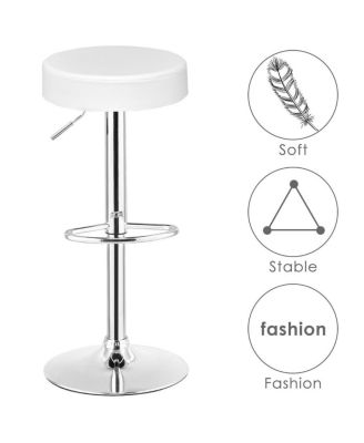 Round Leather Seat Chrome Leg Adjustable Hydraulic Swivel 1 PC Bar Stool