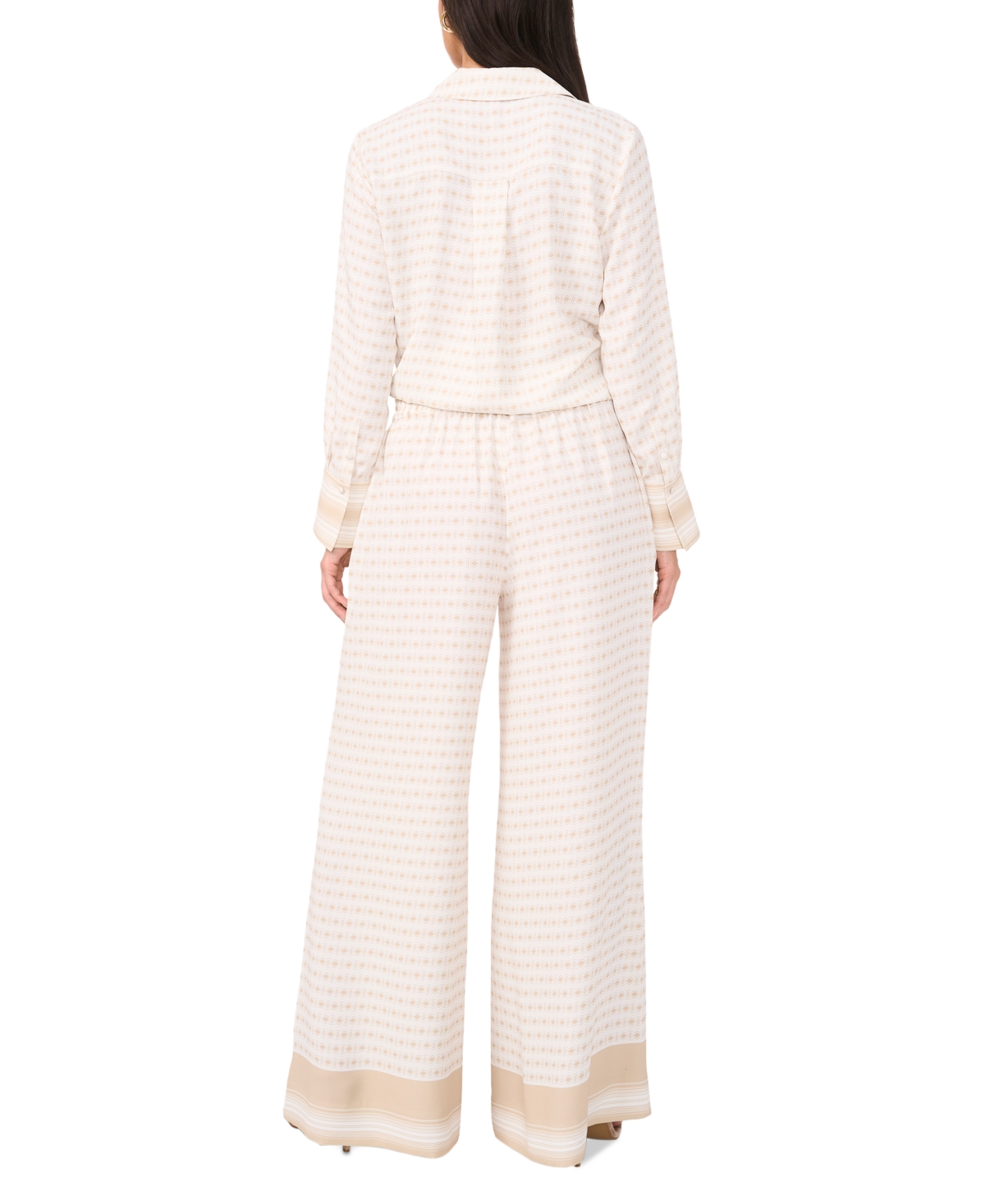 Shop Vince Camuto Women's Border-printed Mid-rise Wide Leg-pants