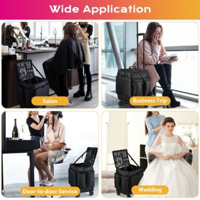 Rolling Makeup Train Case w/ Backpack Travel Barber Cosmetic Pink