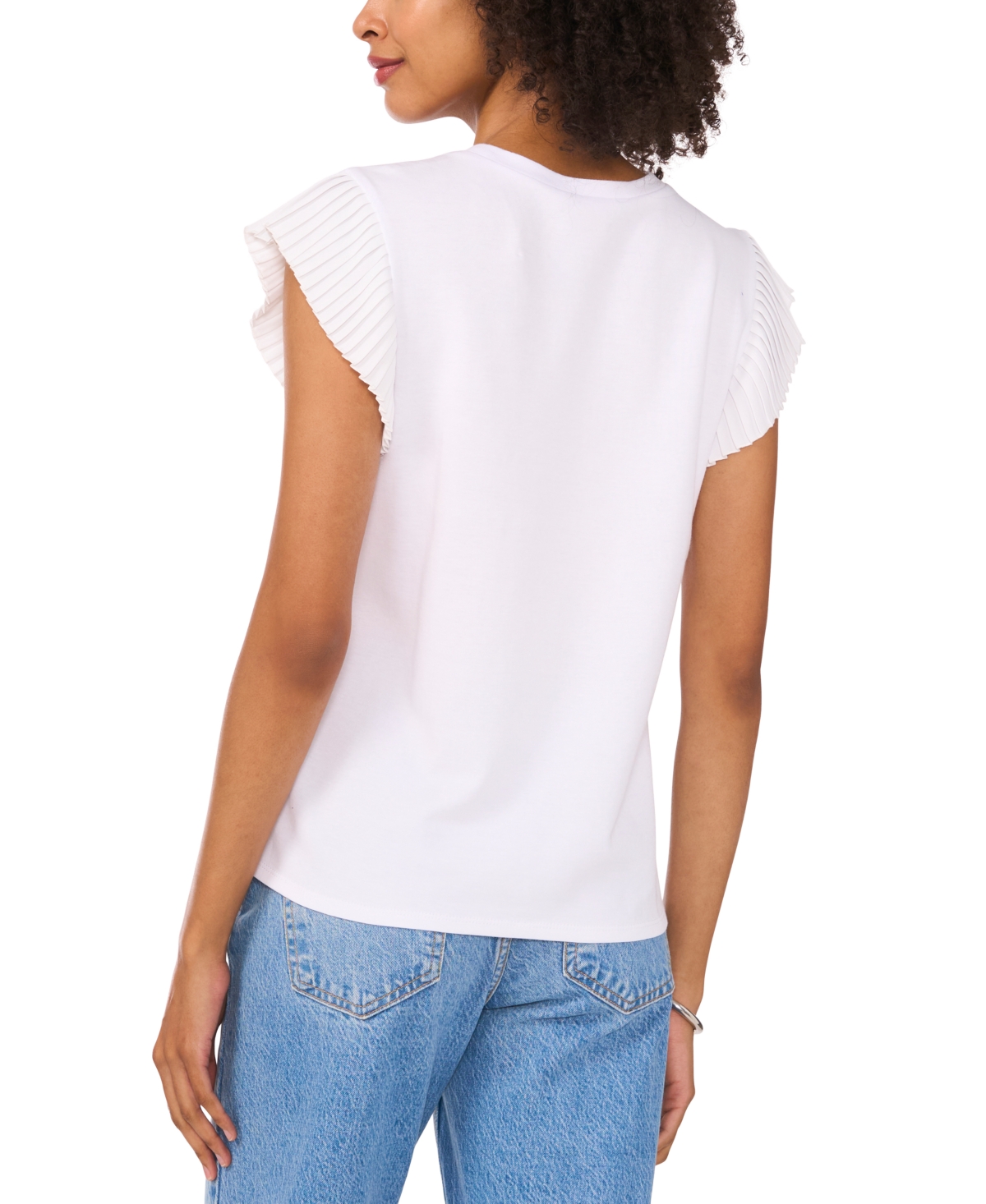 VINCE CAMUTO WOMEN'S RUFFLED-SLEEVE CREWNECK TEE 