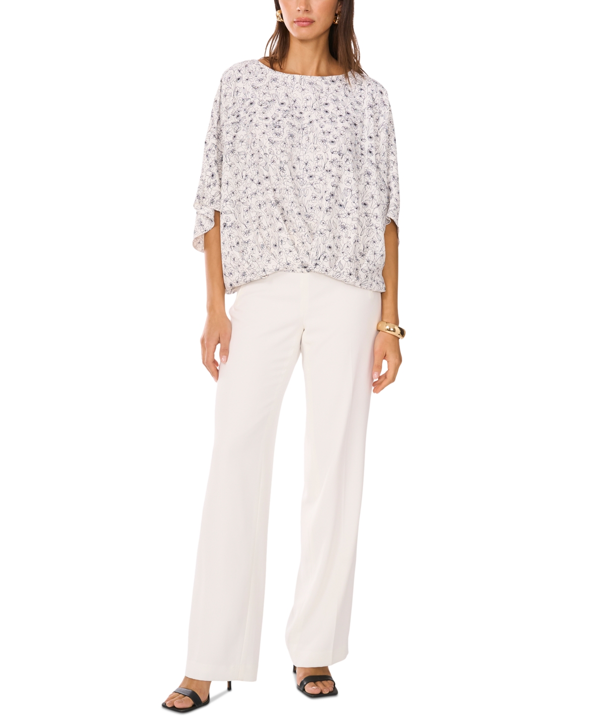 VINCE CAMUTO WOMEN'S BOAT-NECK 3/4-RAGLAN-SLEEVE TOP 