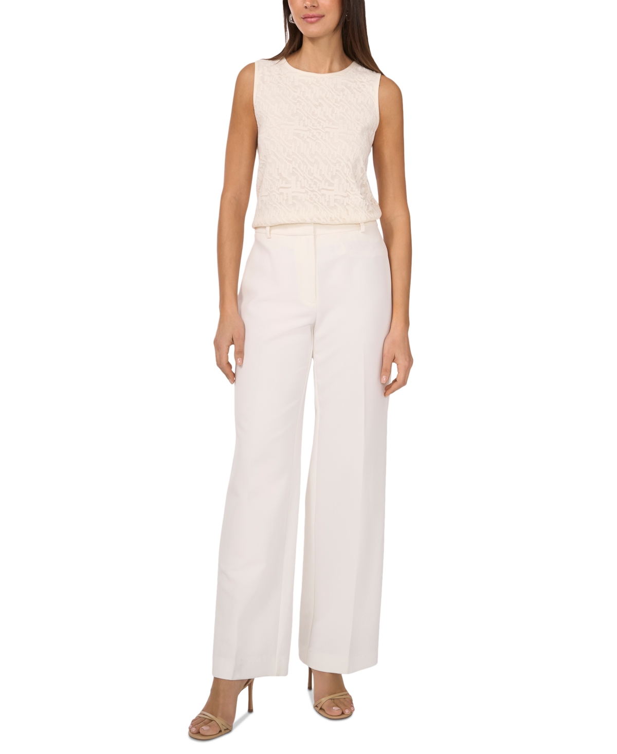 VINCE CAMUTO WOMEN'S CREWNECK SLEEVELESS LACE TOP 