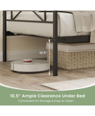 Twin Size Platform Bed Frame with Heavy-Duty Metal Slat Support