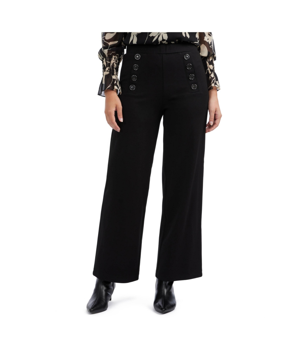 Women's Wide Leg Pant with Button Detail - Camel