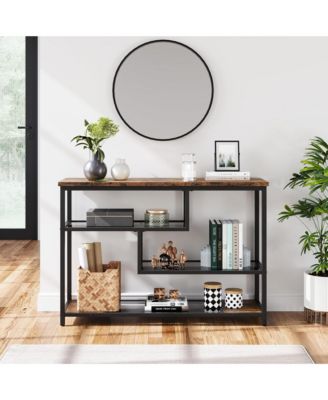 39.4'' Narrow Sofa Table with 4 Tiers Storage Shelf Entryway Table Wood Console Table Thin Sofa Table Side Table Hallway Table for Living Room, Foyer, Hallway, Entrance