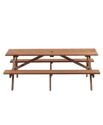 8-Person Wooden Picnic Table for Comfortable and Stylish Outdoor Gatherings