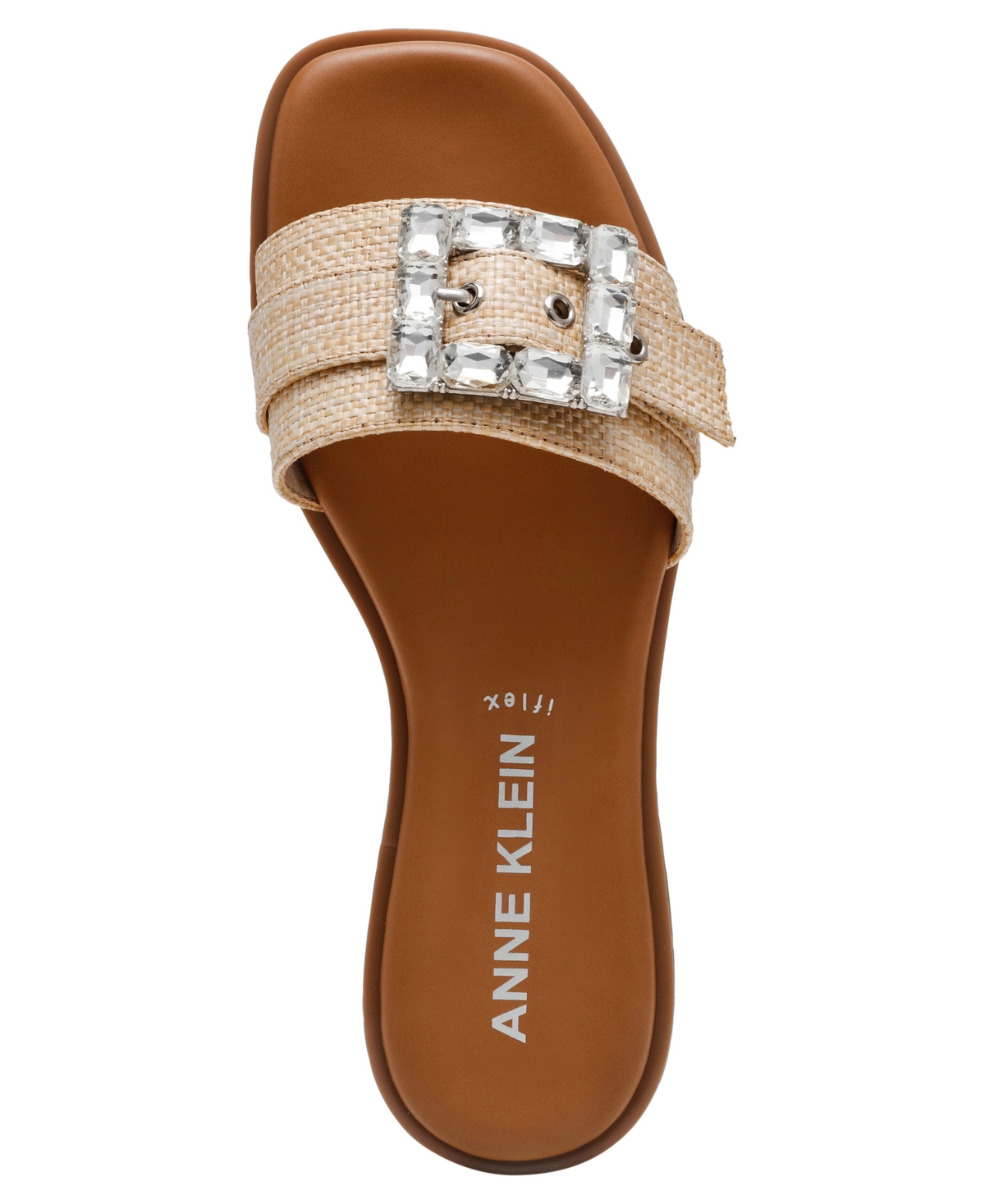 Shop Anne Klein Women's Capara Square Toe Flat Sandals In Natural Raffia