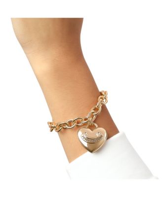 Gold-Tone Chain Bracelet with Heart Charm