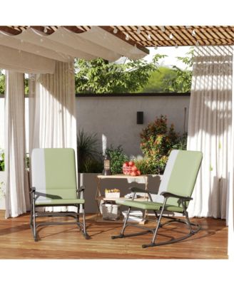 Outdoor Rocking Chairs Set of 2, Folding Outdoor Rocker Set,