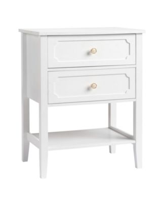 Nightstand End Side Table with 2 Drawers for Convenient Storage and Modern Design