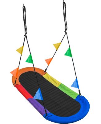 Saucer Surf Swing - Surf's Up Playground Fun with Flags - Portable, Sturdy, Holds 330lbs!