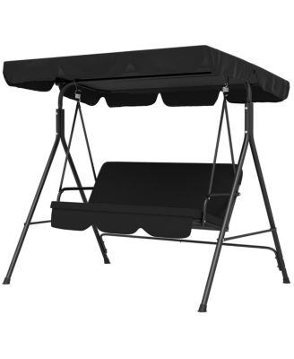 Outdoor 3 Person Patio Swing Chair with Durable Steel Frame for Garden and Porch Seating