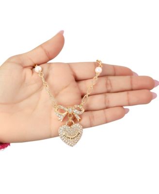 Gold-Tone Pearl Heart Pendant Necklace