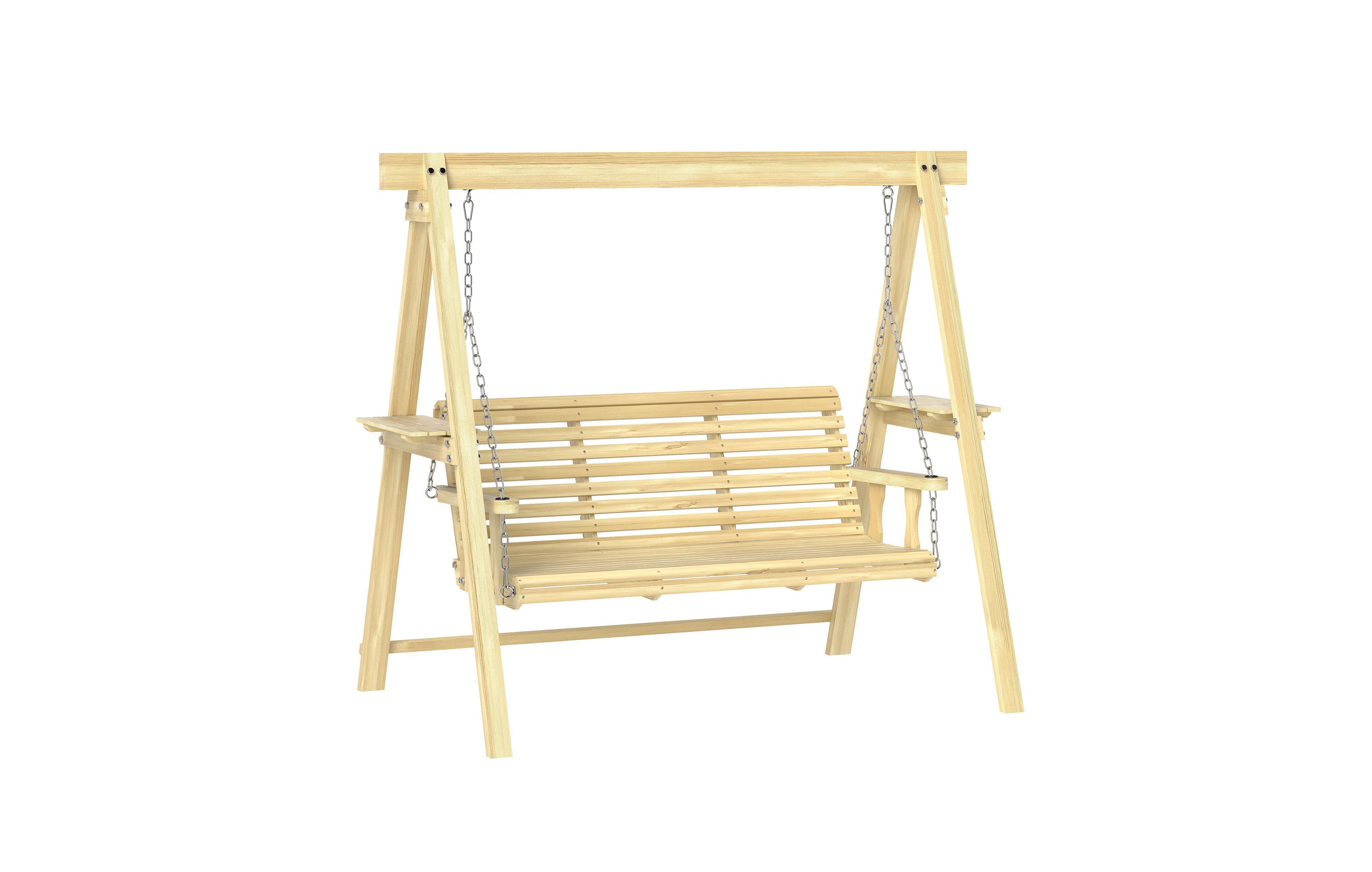 Outsunny 3 Seat Porch Swing with Sd and Side Tables,