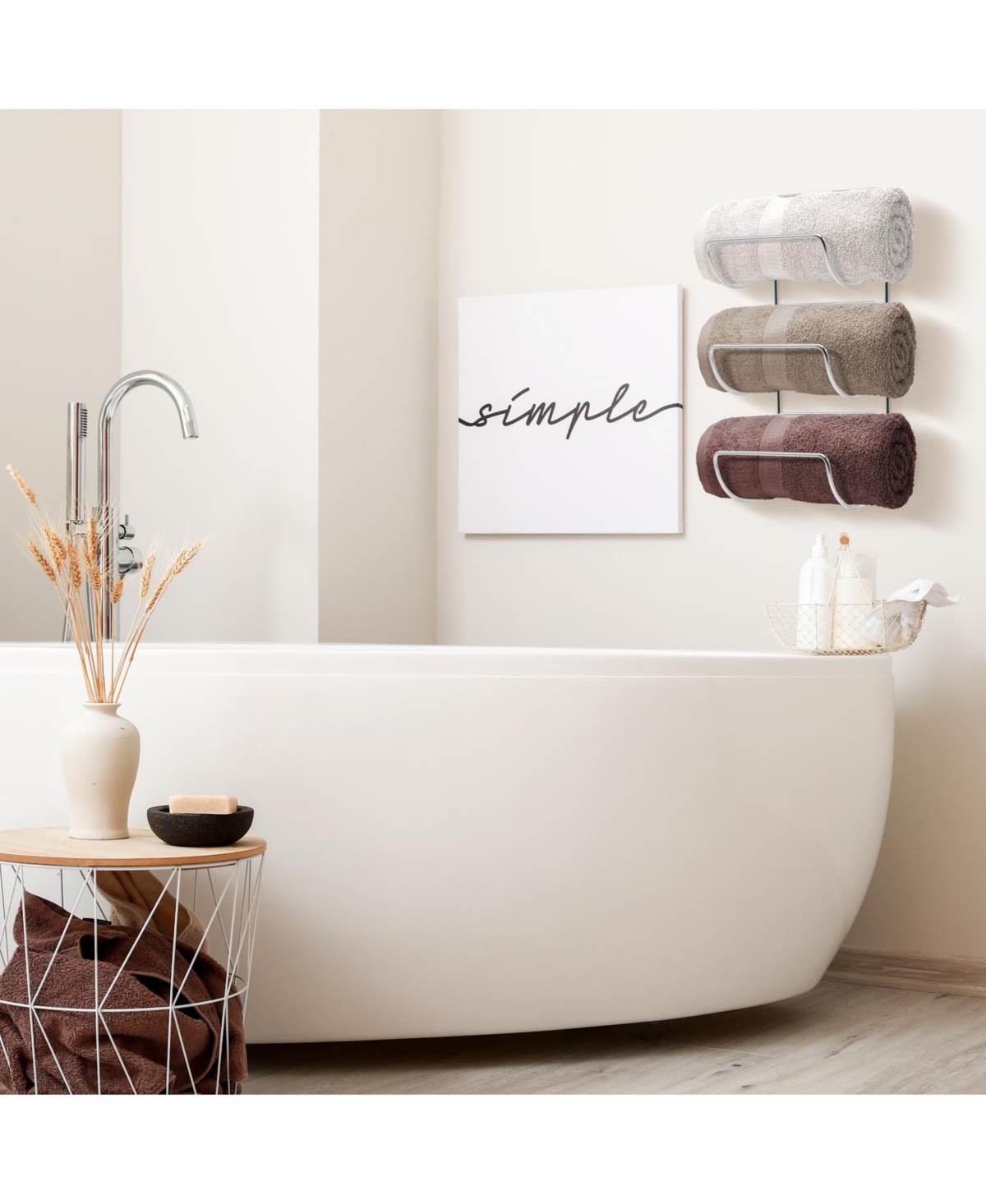Sorbus Set of 4 Wall-Mount Towel Rack - Great for Organizing Rolled Bath Towels, Washcloths, Linens (Holds 12