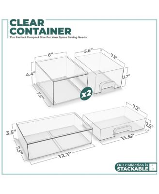 3 Piece Clear Acrylic Drawer Organizers - Makeup Case Pull-Out Drawers (4.4   Tall and 12.1   Wide)