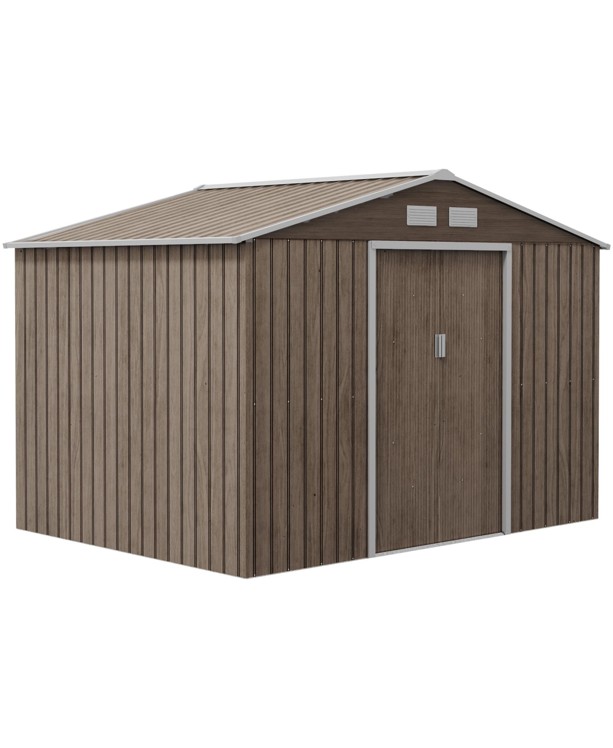9' x 6' Storage Shed Garden Tool House w/ Vents Doors - Dark Brown
