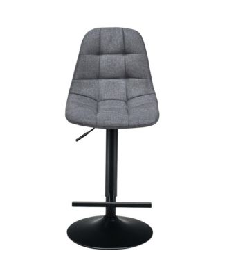 Set of 2 Adjustable Bar Stools Swivel Counter Height Linen Chairs with Back