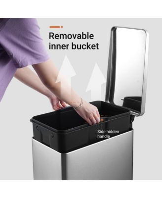 11.9 Gallon/ 45 Liter + Two 1.6 Gallon/6 Liter Rectangular Step-on Trash Can Set For Bathroom and Kitchen