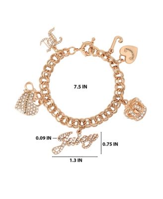 Gold-Tone Charm Bracelet with Pave Accents