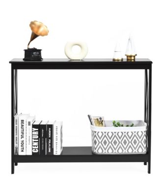 1 PC P2 MDF 2-Tier Console Table x-Design Bookshelf Sofa Side Accent Table