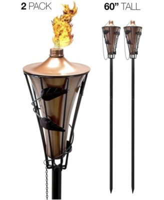 4 Pack 5ft Outdoor Metal Patio Torches - Includes Fiberglass Wick and Snuffer Cap
