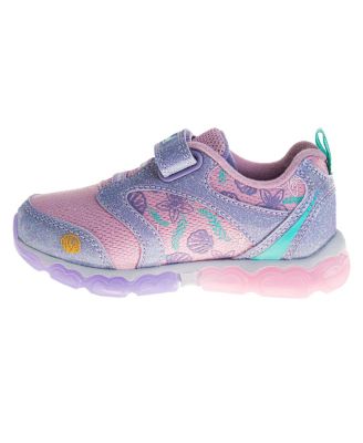 Toddler and Little Girls the Little Mermaid Hook and Loop Light Up Fashion Sneakers