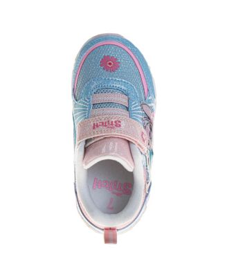 Toddler and Little Girls Stitch and Angel Hook and Loop Pull Tab Light Up Fashion Sneakers