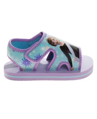 Toddler and Little Girls Frozen Anna and Elsa Dual Sizes Hook and Loop Sandals