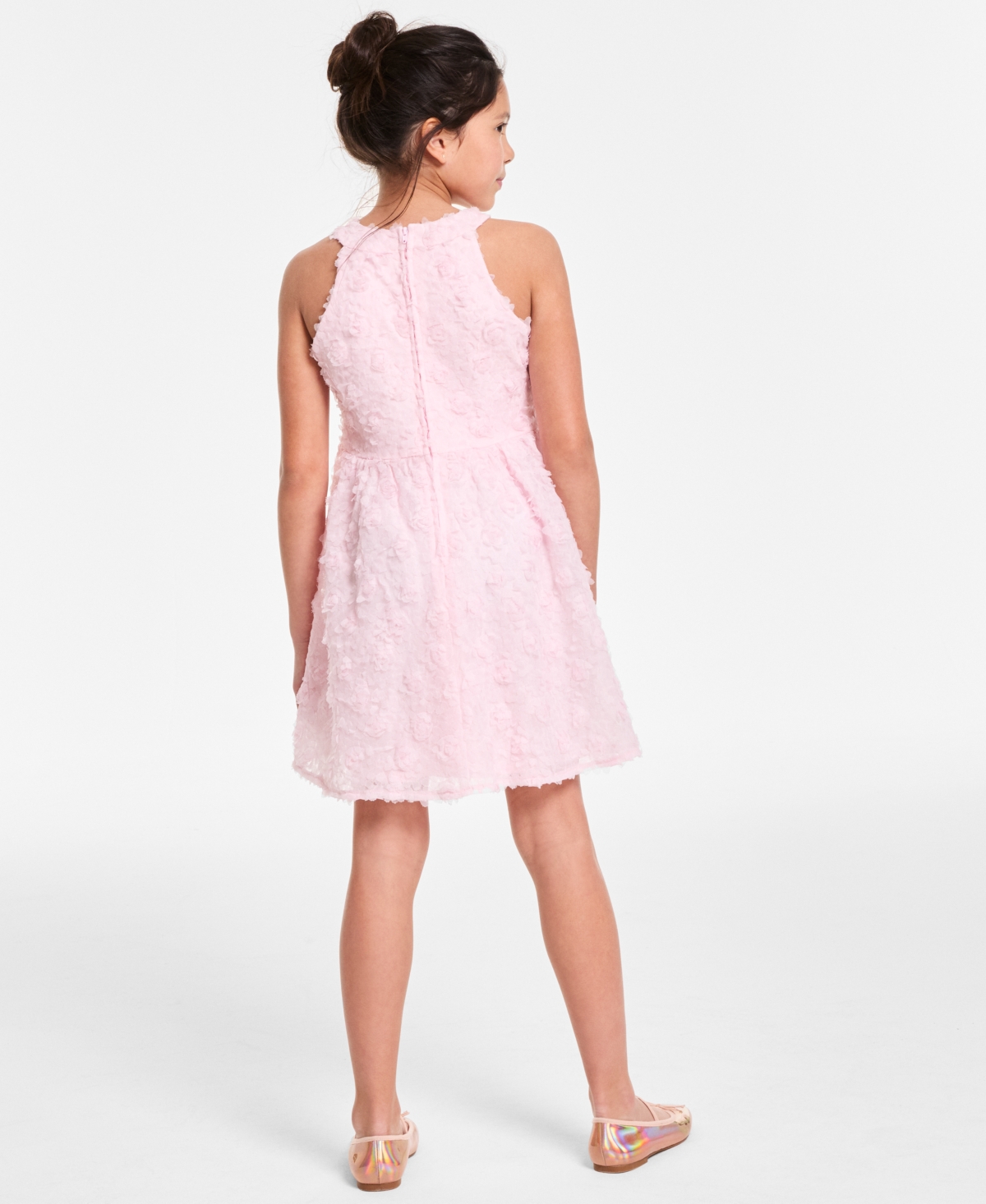 Shop Rare Editions Big Girls Halter Micro Soutache Social Dress In Fuchsia