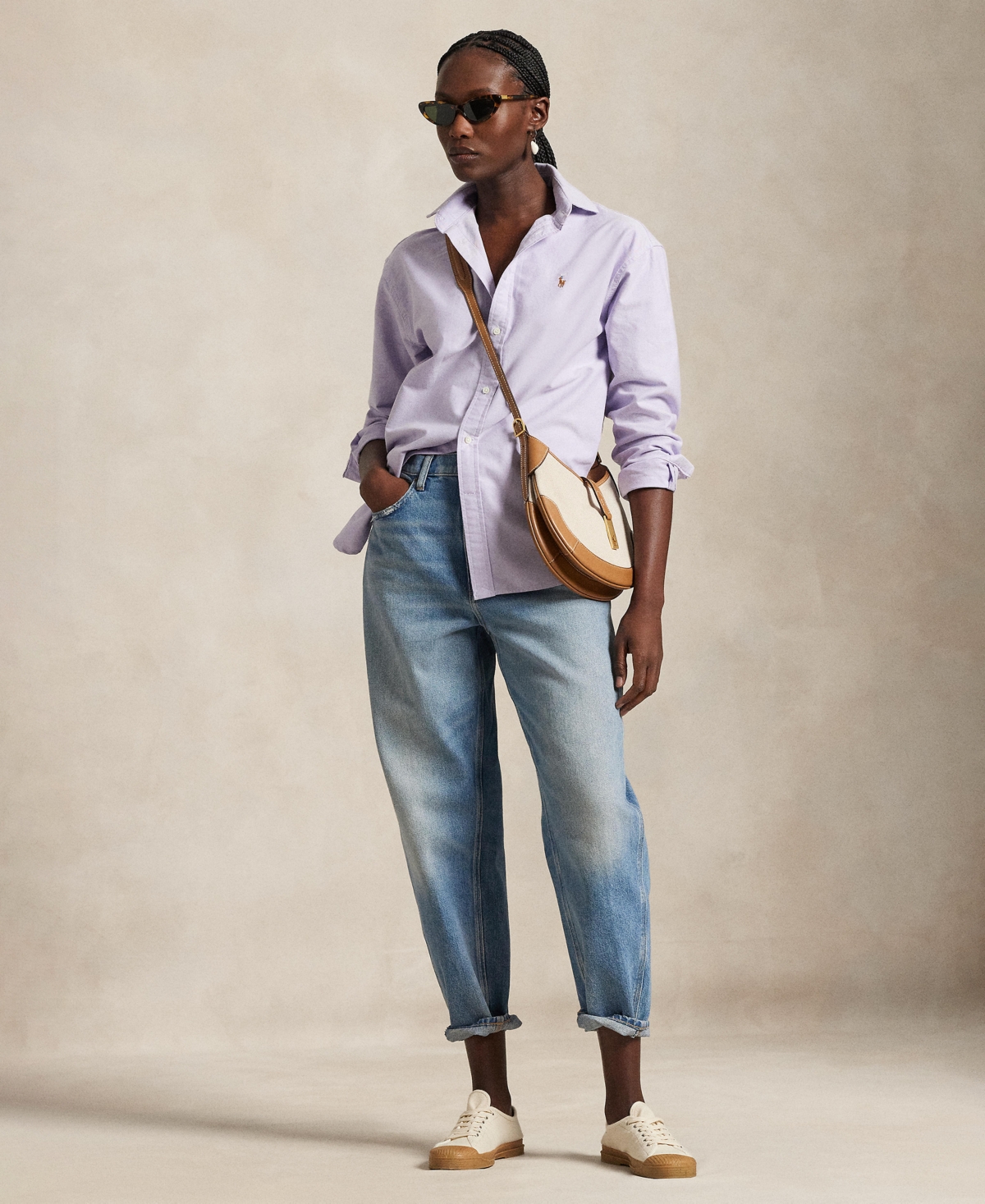 Shop Polo Ralph Lauren Women's Relaxed-fit Cotton Oxford Shirt In Sky Lavendar