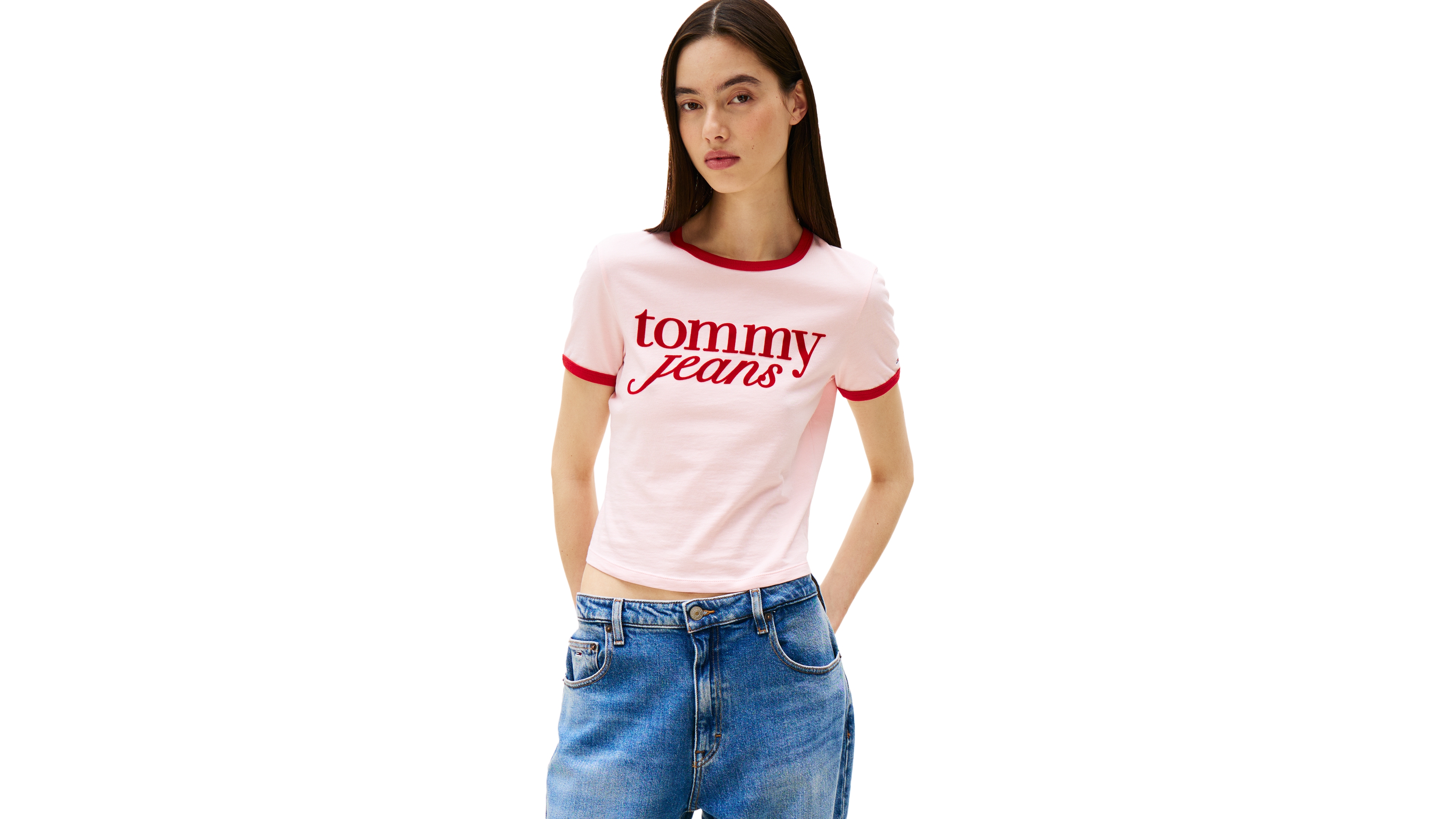 Tommy Jeans Women's Slim Logo Ringer T-Shirt