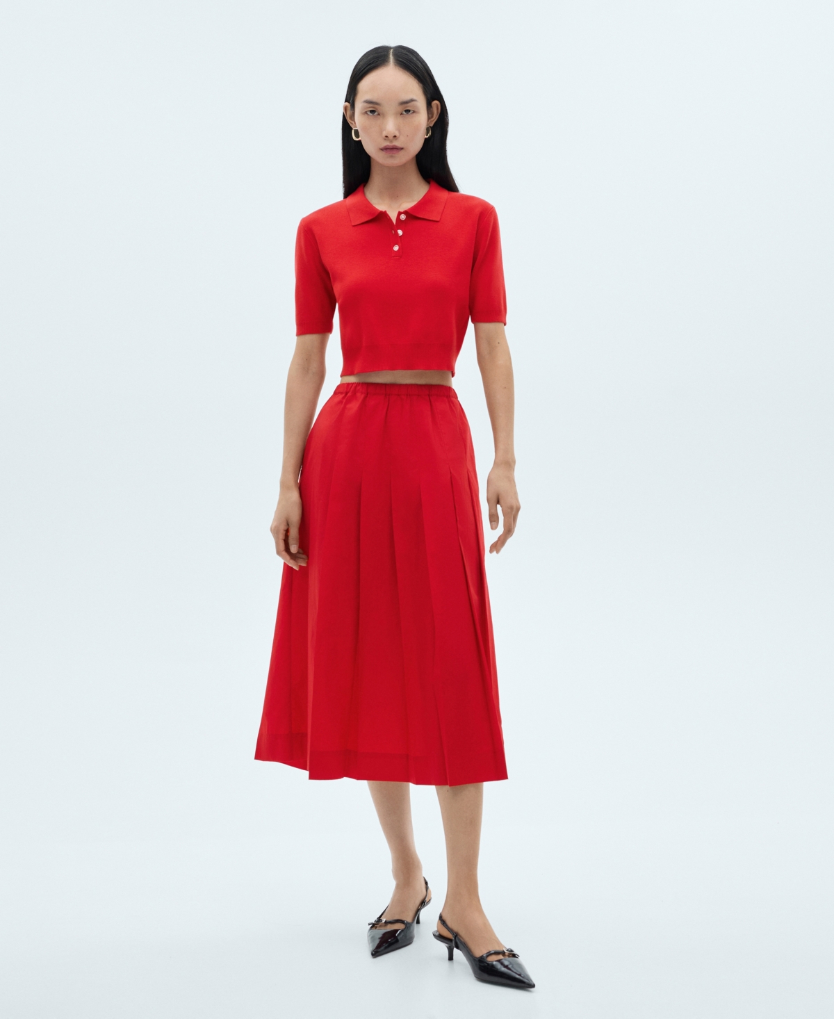 MANGO WOMEN'S COTTON PLEATED SKIRT 