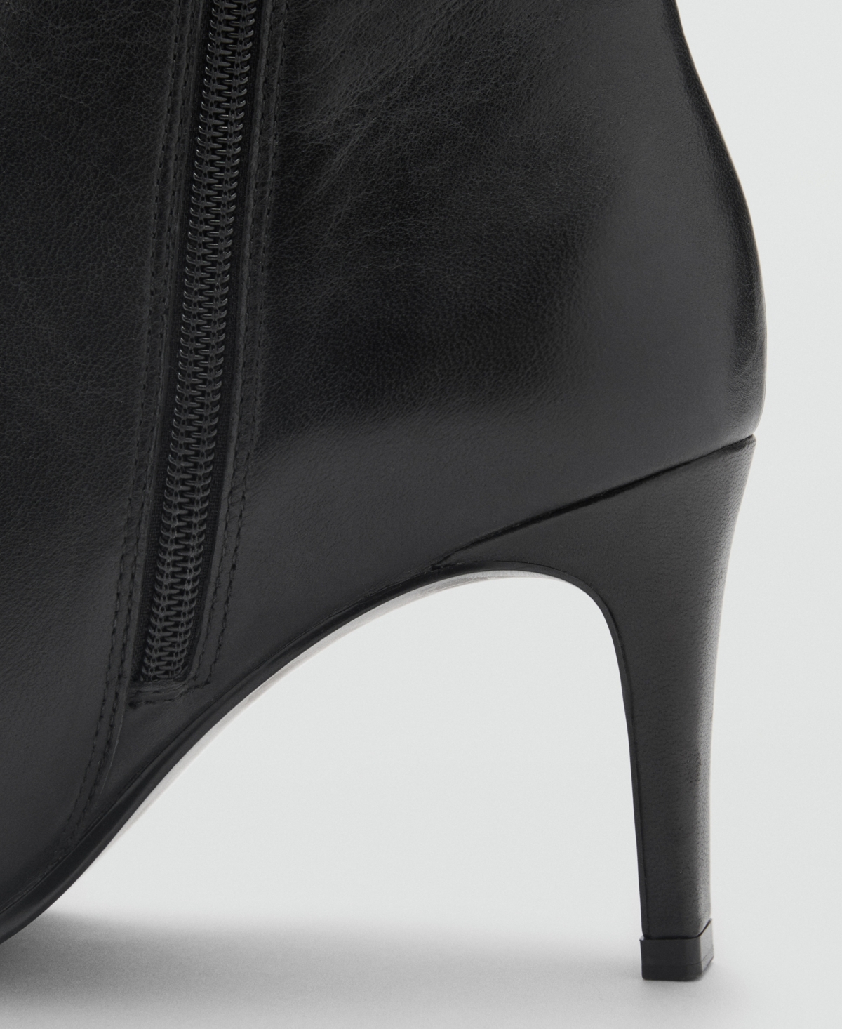 Shop Mango Women's Leather Pointed Ankle Boots In Black