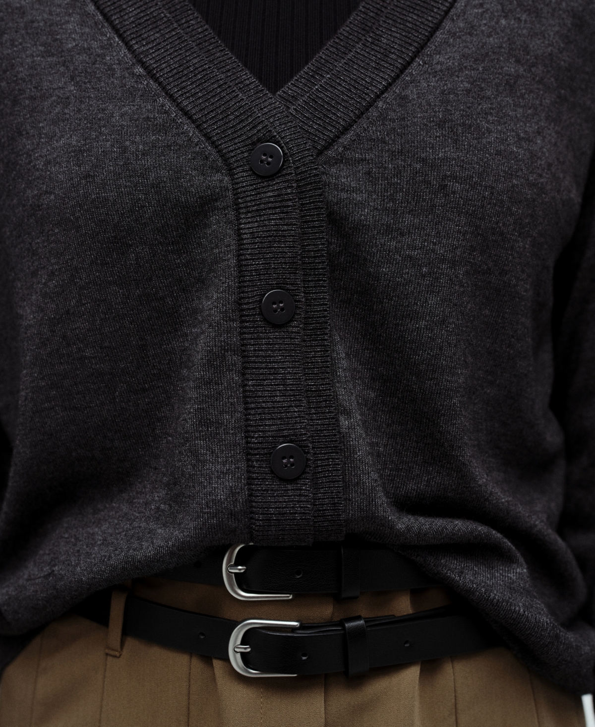 Mango V-neck Cardigan In Dark Heather Gray