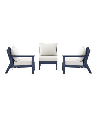 Outdoor Patio HDPE Navy Blue Sectional Sofa with Patio Cushions