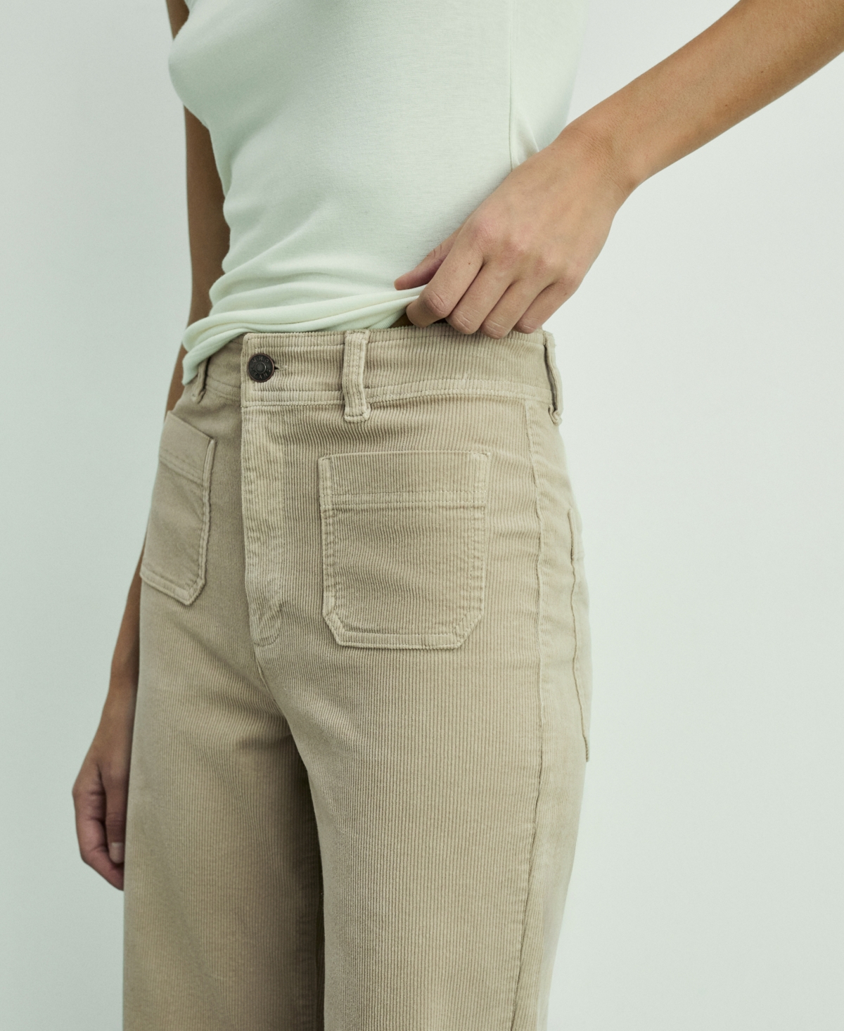 Mango Catherin High Waist Wide Leg Culotte Corduroy Jeans In Ecru