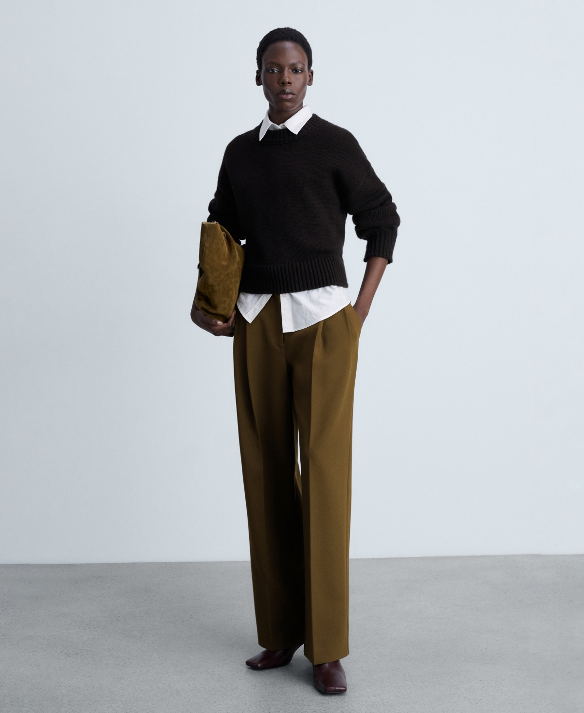 Mango Women's Straight-fit Pleated Pants In Khaki