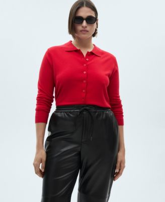 Women's Leather-Effect Elastic Waist Pants