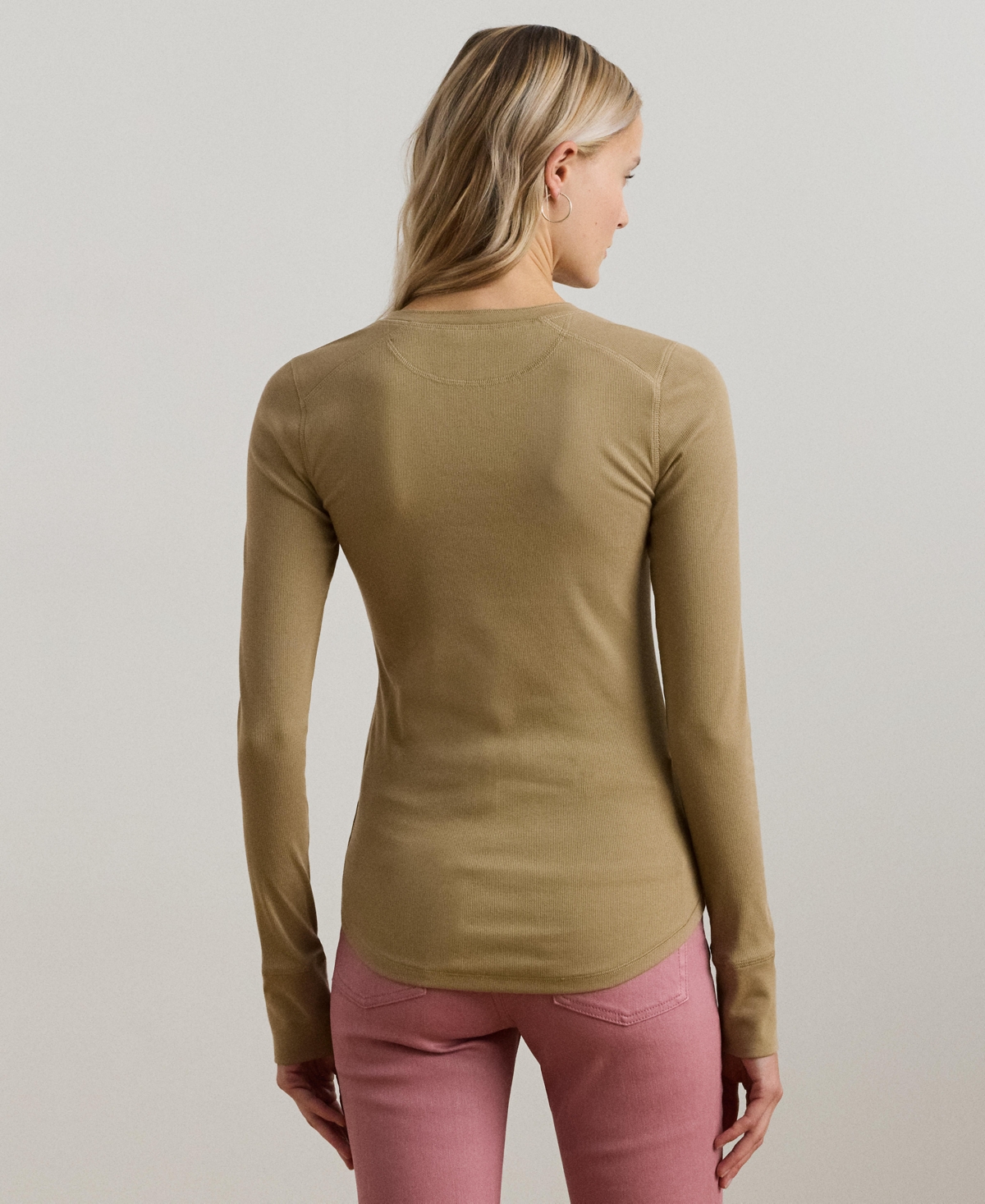 RALPH LAUREN WOMEN'S STRETCH COTTON HENLEY TOP 