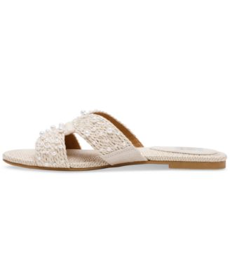 Women's Geeya Pearl Embellished Crisscross Slide Sandals