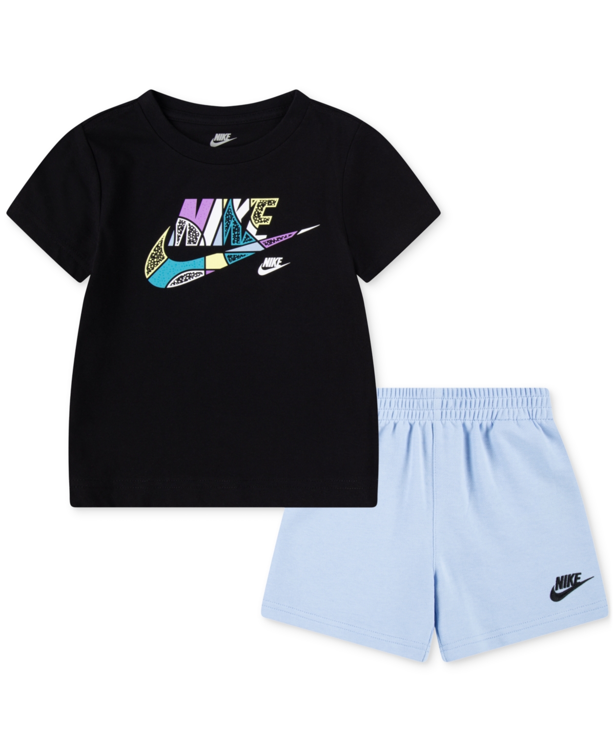 Nike Little Boys Logo Crewneck T-shirt & Shorts Set In Psychic Blue